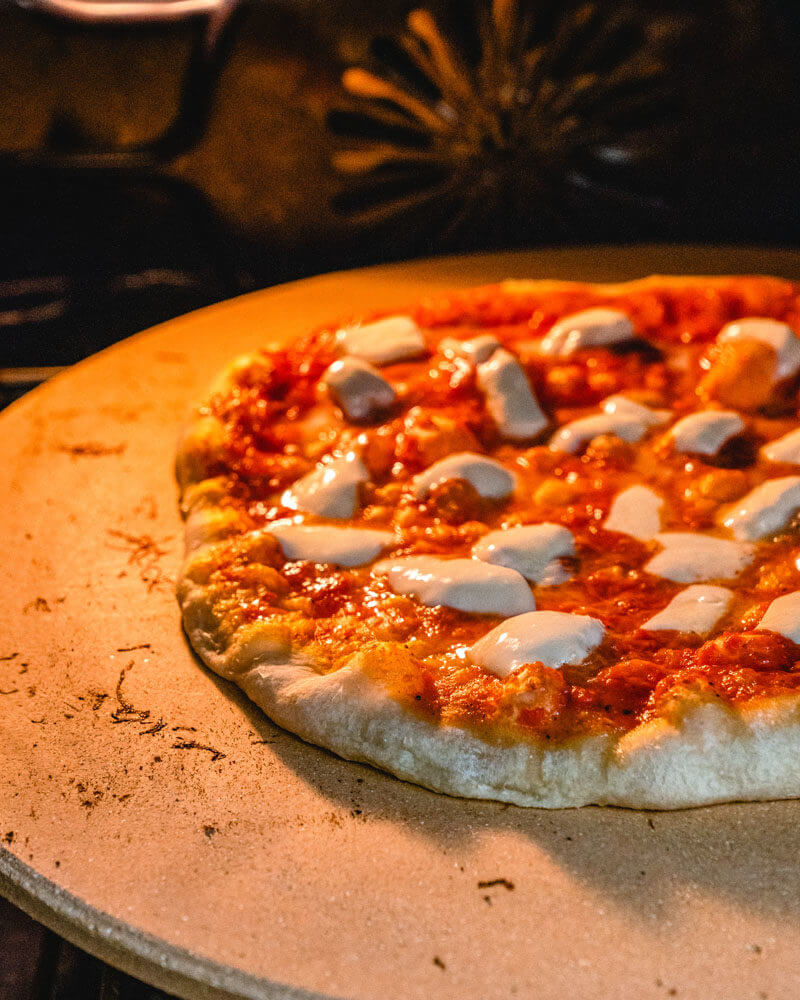 Pizza stone in the oven