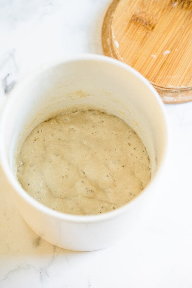 Active sourdough starter bubbling