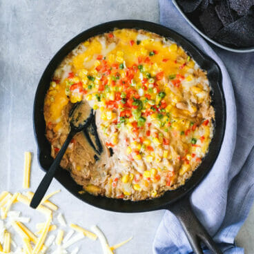 White chili cheese dip | mexican cheese dip | cast iron skillet recipes | white bean dip | easy finger food recipes for a crowd