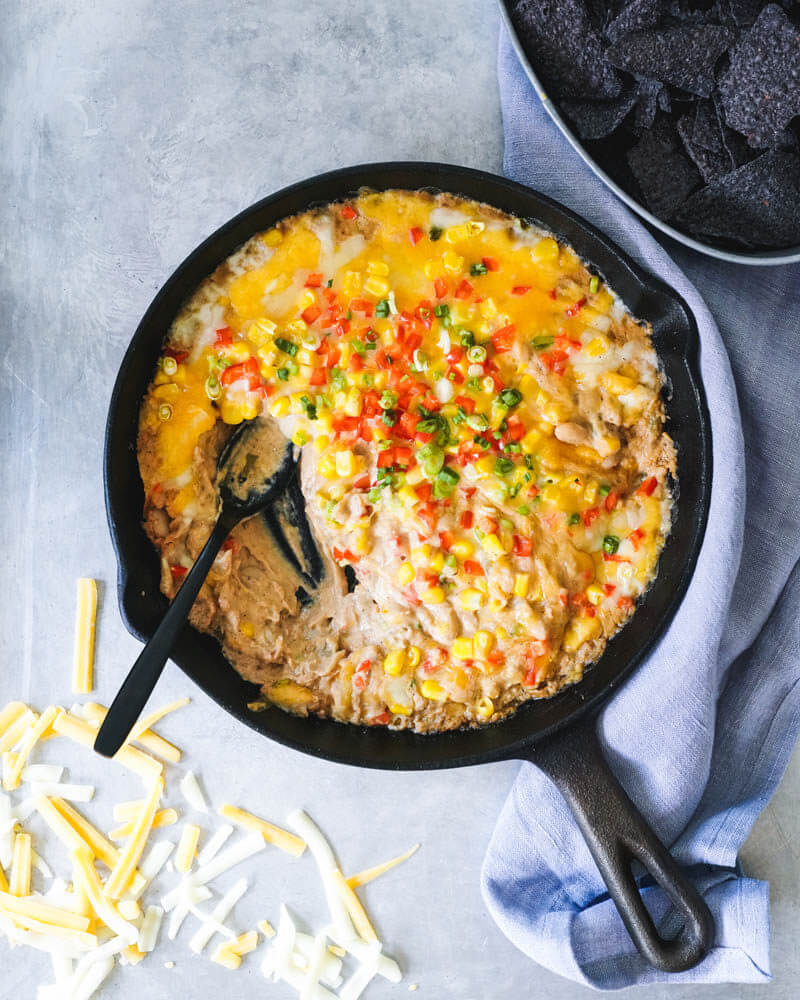Mexican Cheese Dip Recipe | cast iron skillet recipes | white bean dip | easy finger food recipes for a crowd