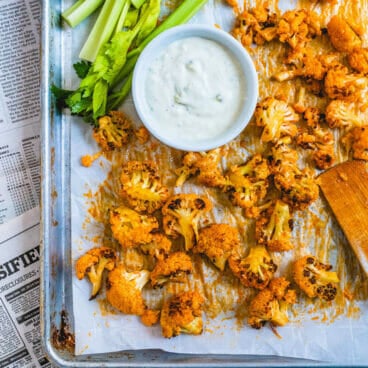 Buffalo Cauliflower with Blue Cheese Dip
