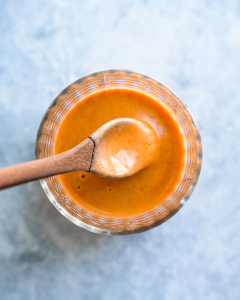 chipotle sauce in small bowl with spoon