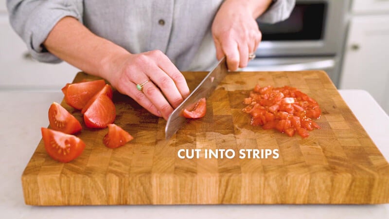 How to Cut a Tomato | Cut the tomato into strips