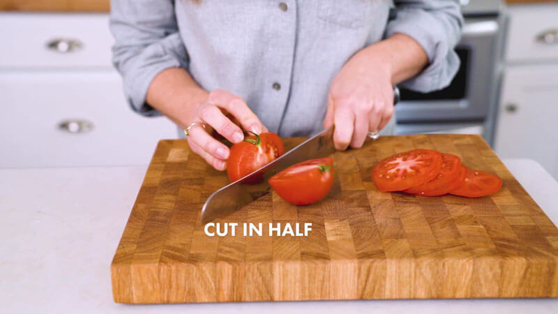 How to Cut a Tomato | Cut the tomato in half