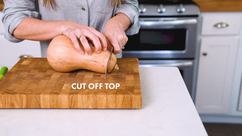 How to Cut Butternut Squash | Cut off the top