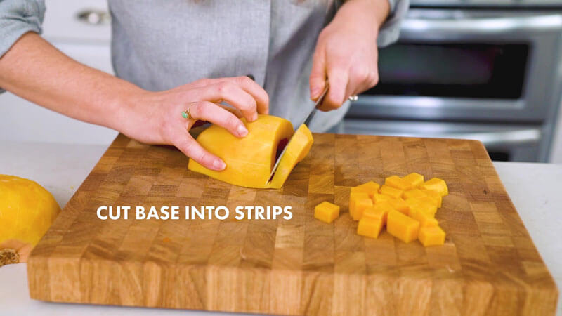 How to Cut Butternut Squash | Slice the base into strips