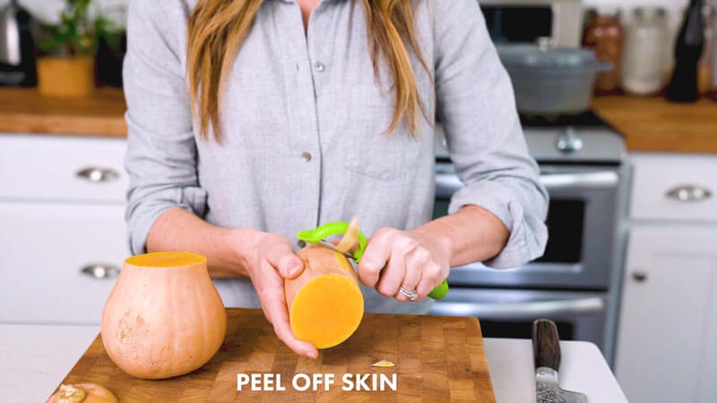 How to Cut Butternut Squash | Peel off the skin