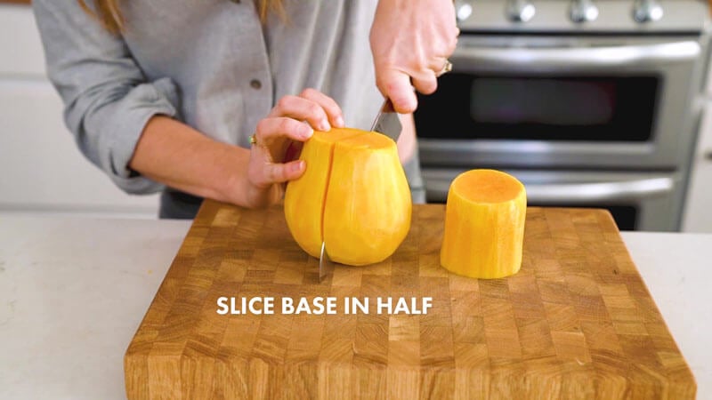 How to Cut Butternut Squash | Slice the base in half