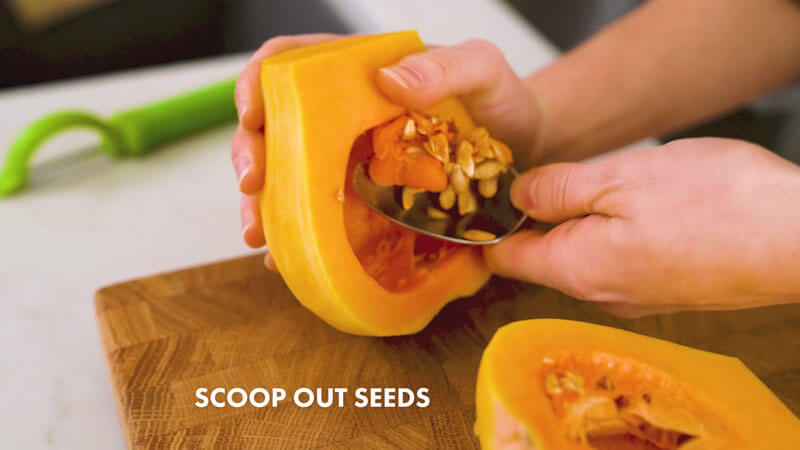 How to Cut Butternut Squash | Scoop out the seeds with a spoon