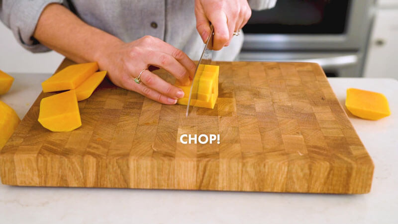 How to Cut Butternut Squash | Then turn the other way and chop
