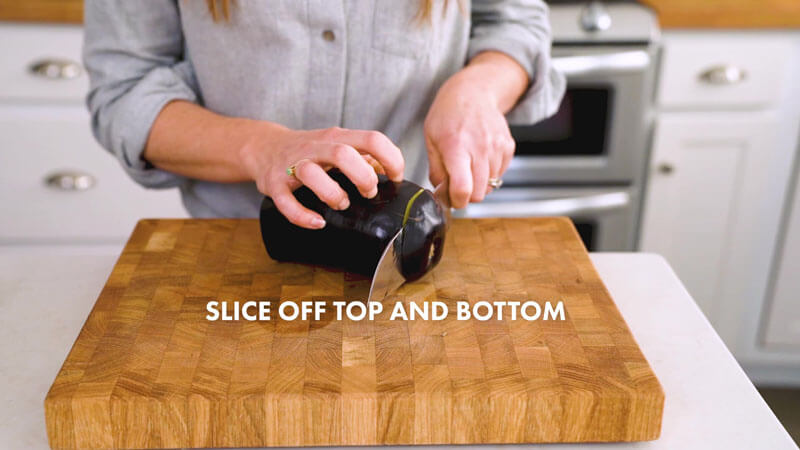 How to Cut Eggplant | Slice off the top and bottom