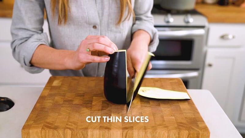 How to Cut Eggplant | Cut thin slices lengthwise