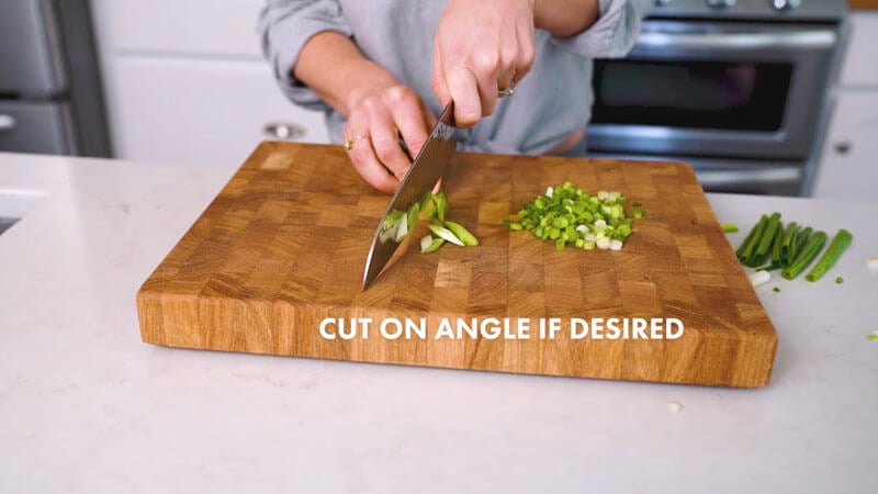 How to cut green onions (scallions) | Cut on an angle if desired
