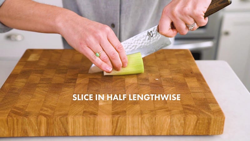 How to Cut Leeks | Slice in half lengthwise