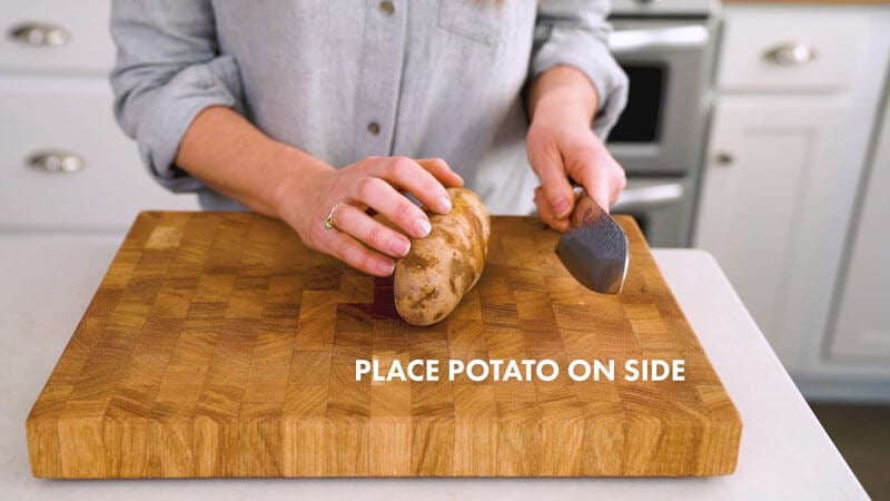 How to Cut Potatoes into Fries | Place potato on side