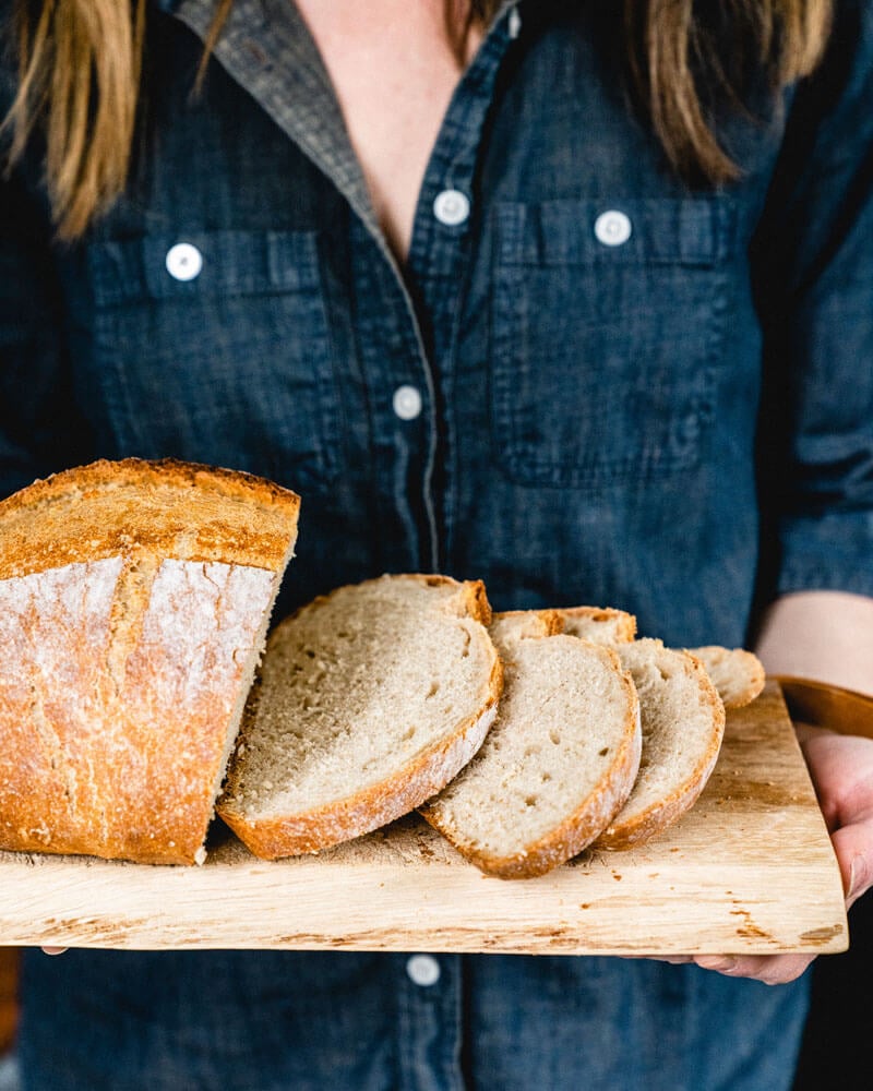 dutch oven bread Loaf on cutting board