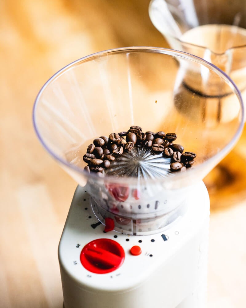 Step 1: Grind the coffee. 