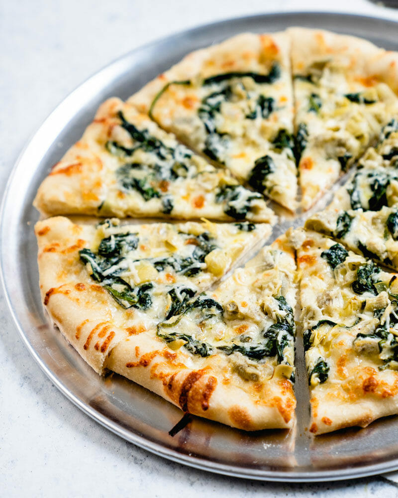 Spinach artichoke pizza