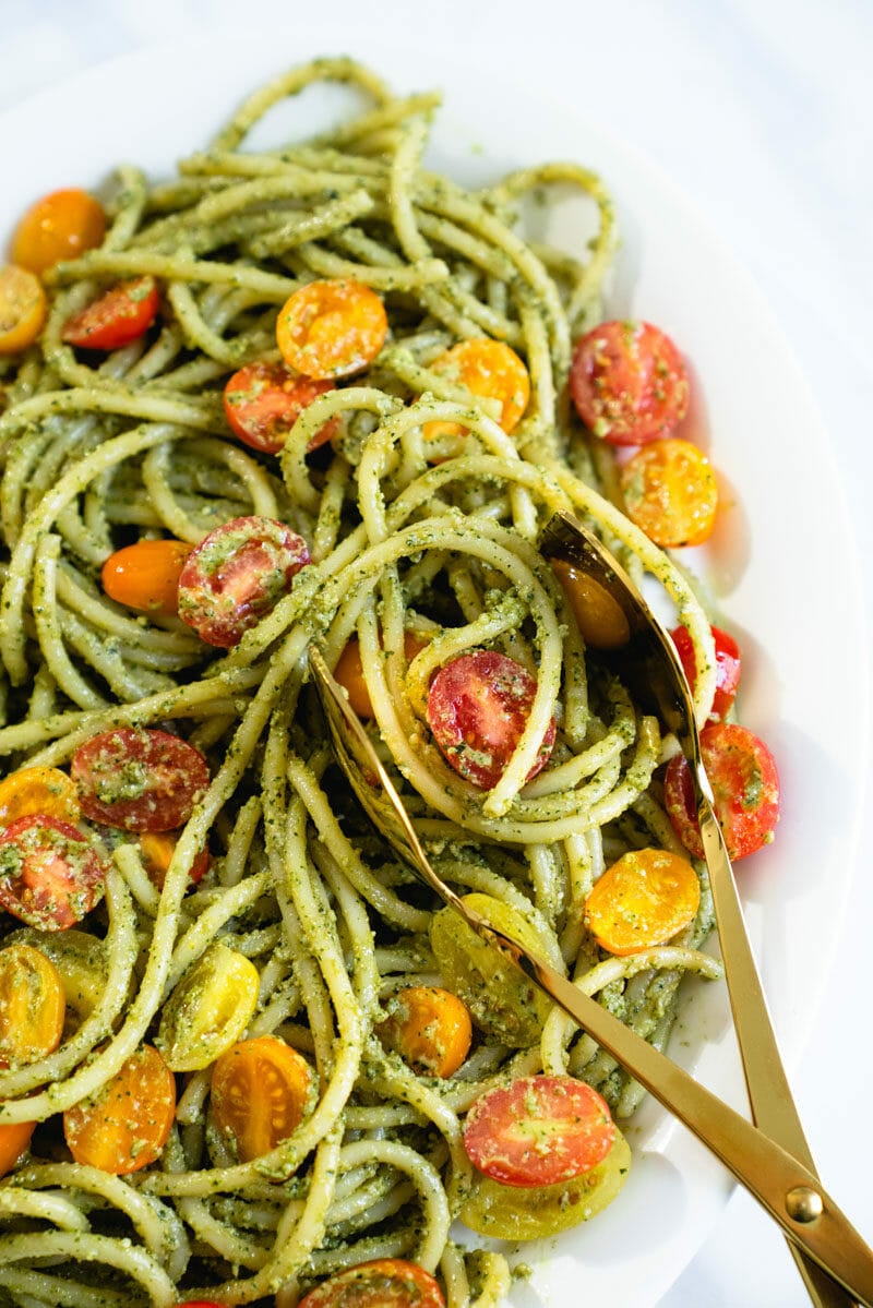 Vegan pesto on pasta