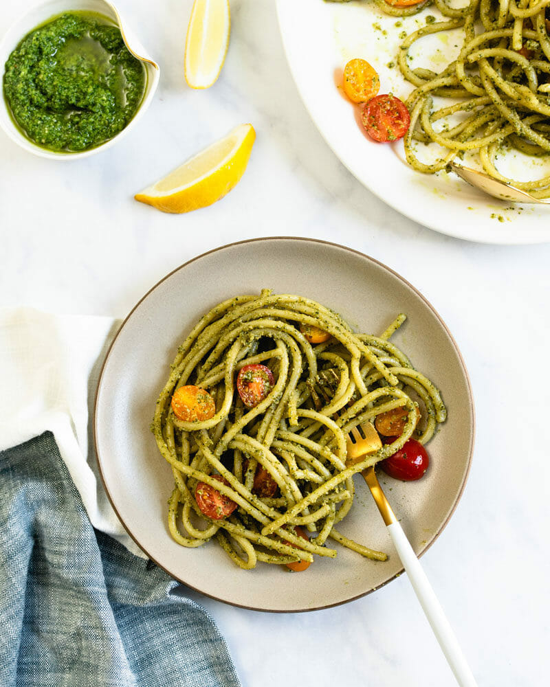 Vegan pesto pasta