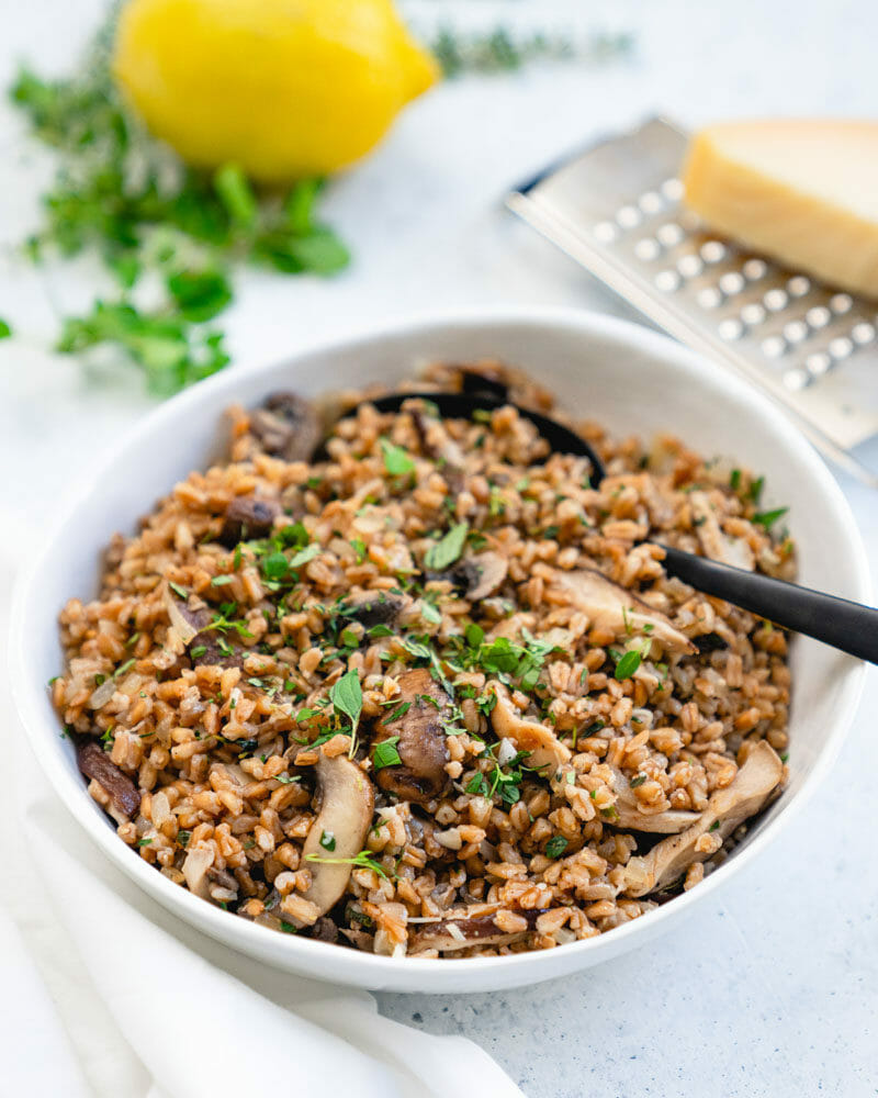 Farro with mushrooms
