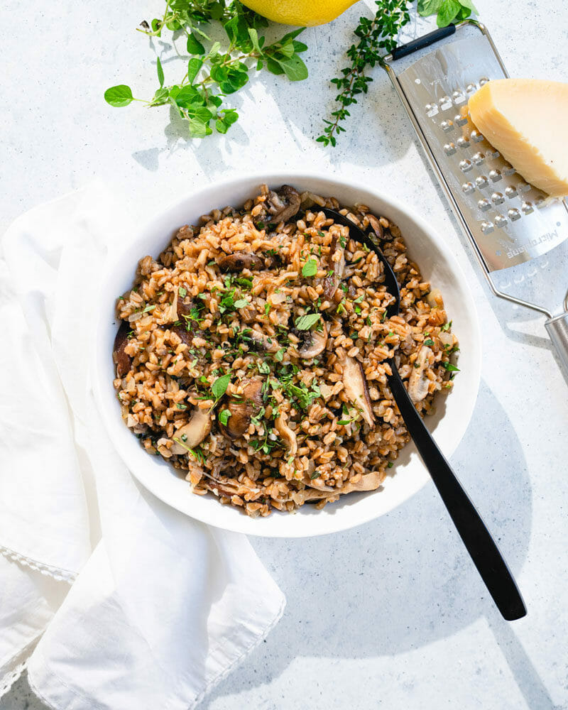 Farro with mushrooms