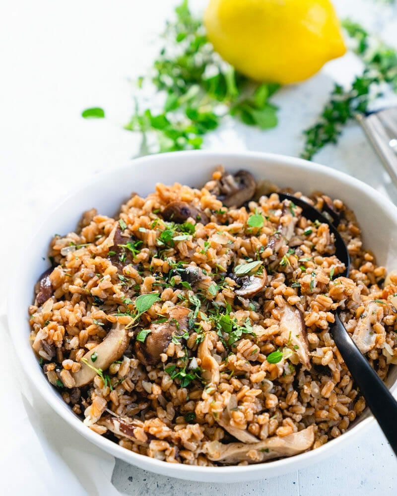 Farro with mushrooms