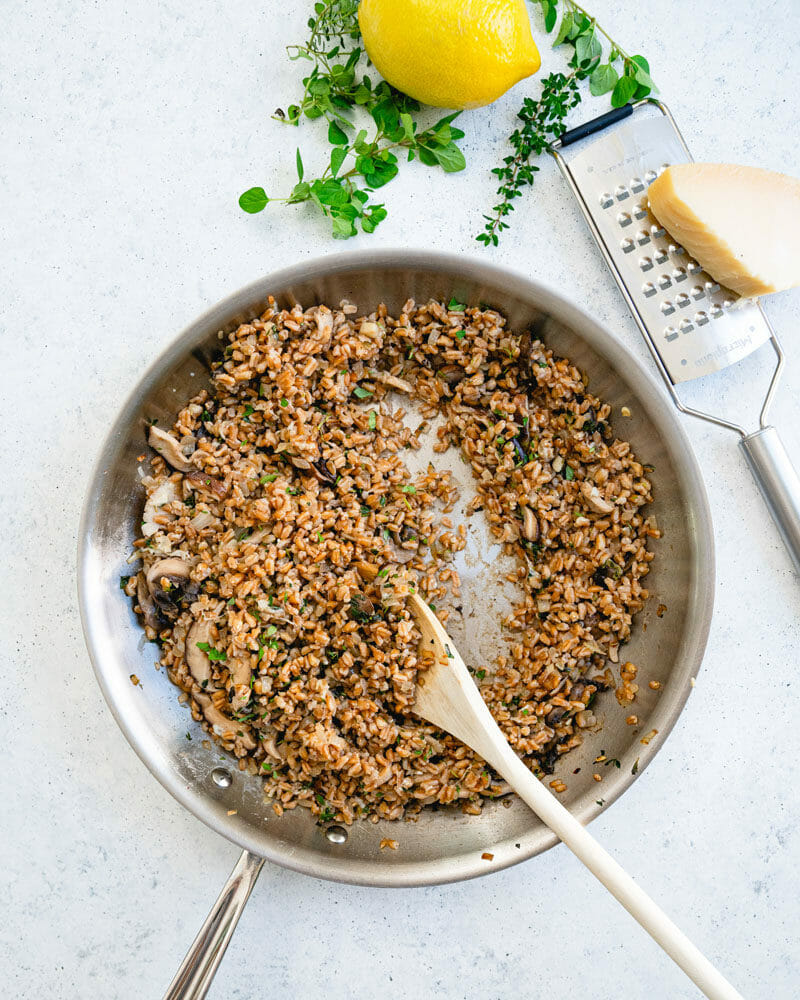 Farro with mushrooms