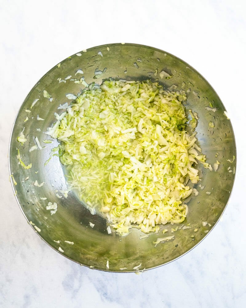 Bowl of shredded cabbage