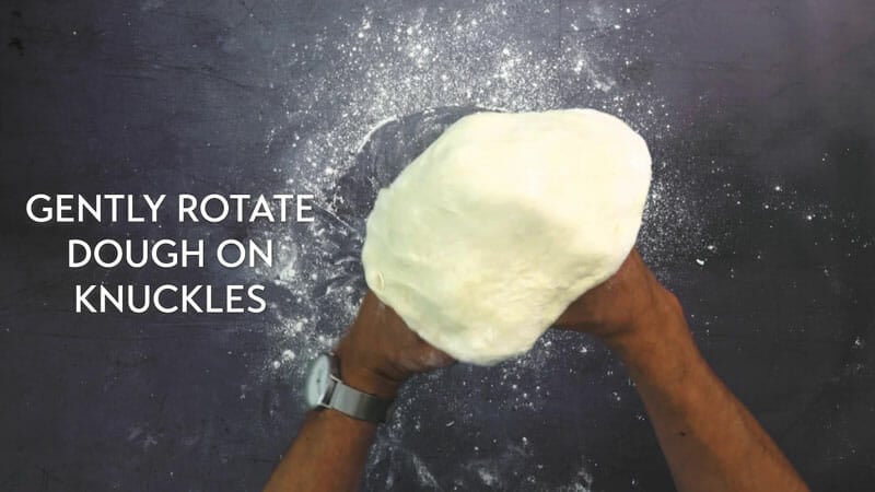 How to stretch pizza dough step 3