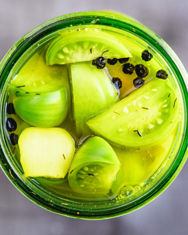 Pickled green tomatoes