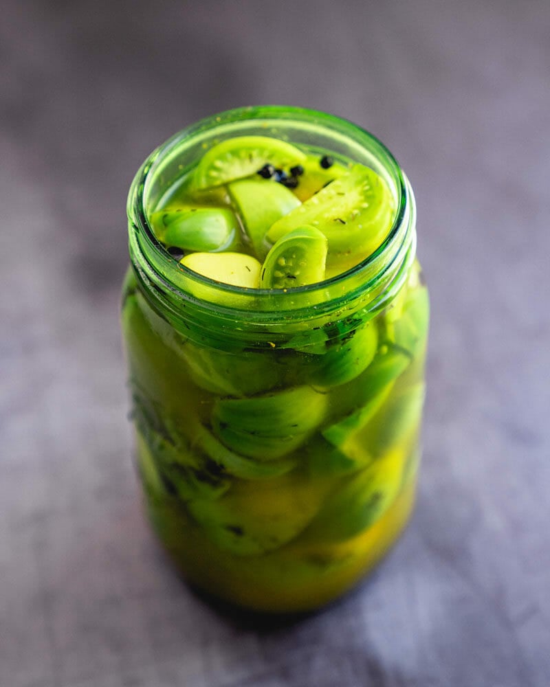 Pickled green tomatoes
