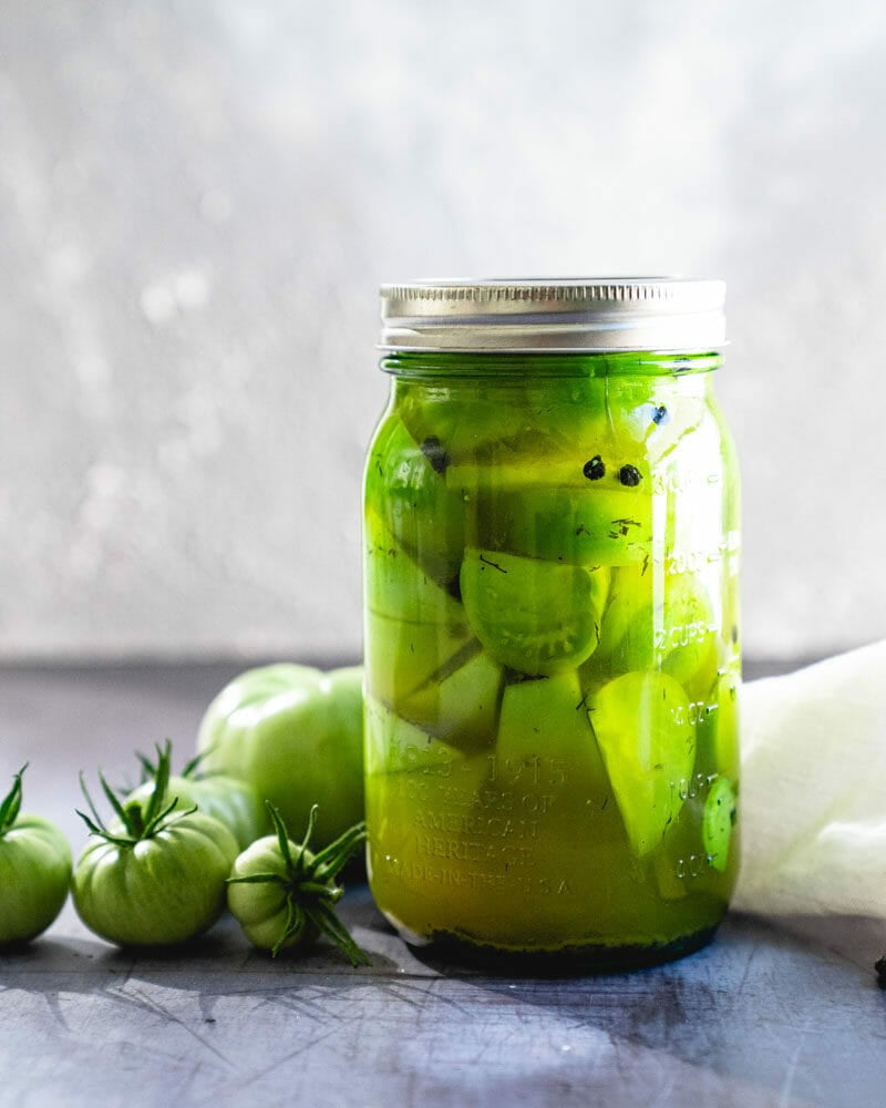 Pickled green tomatoes