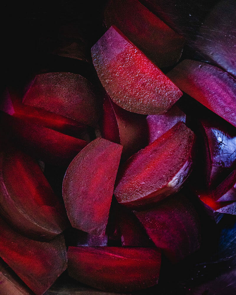 Cooked and peeled beets