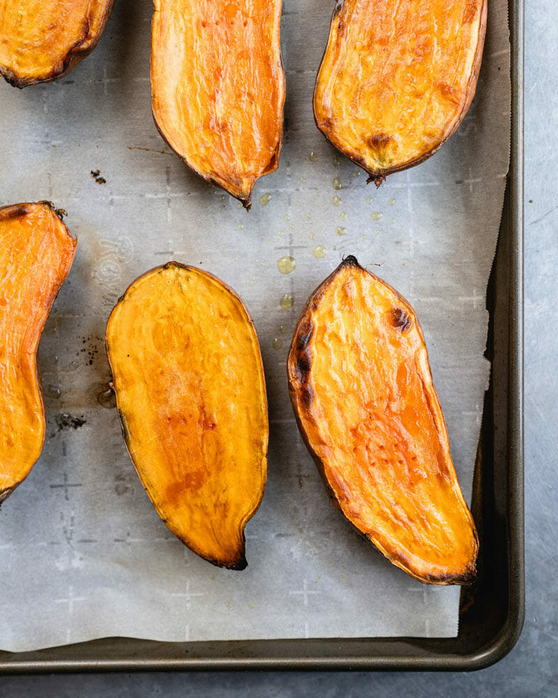 Step 2: Bake the sweet potato. 