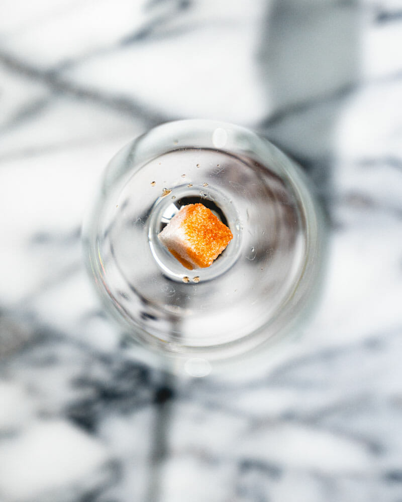 Sugar cube in glass