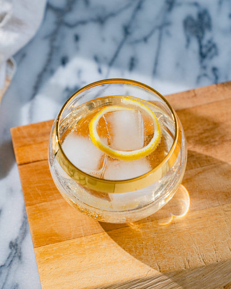 Champagne cocktail on the rocks