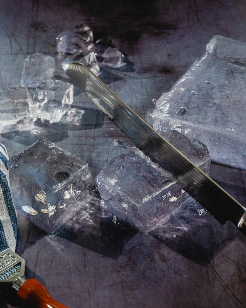 Cut the ice with a serrated knife