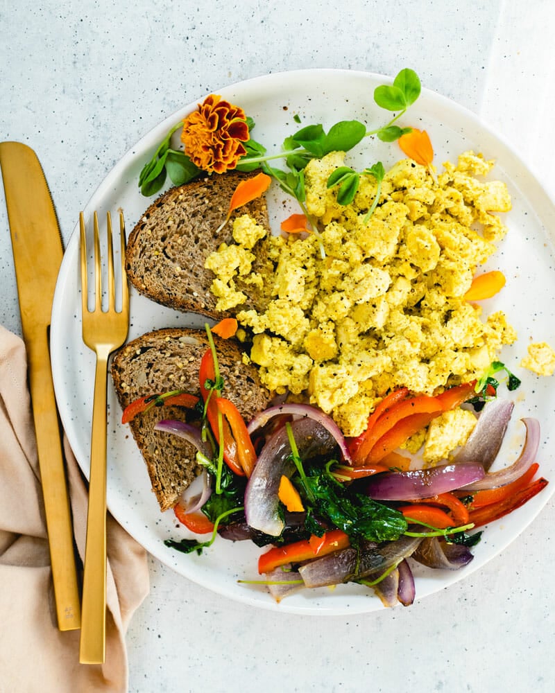 Tofu scramble with breakfast vegetables