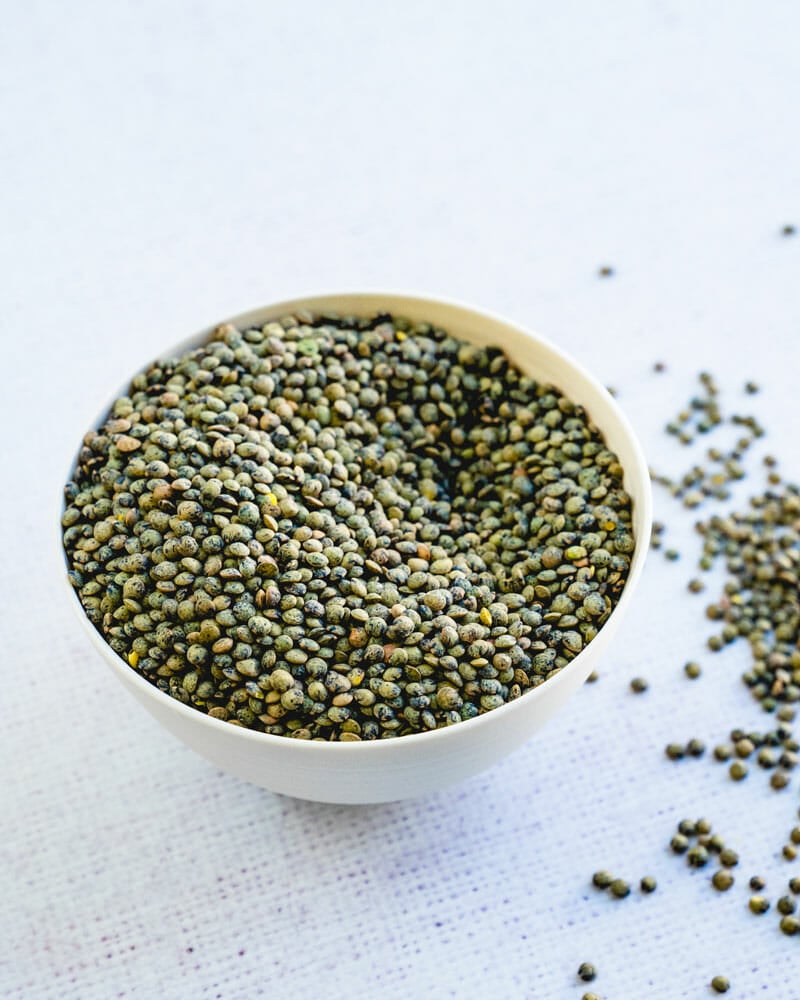 Uncooked French lentils