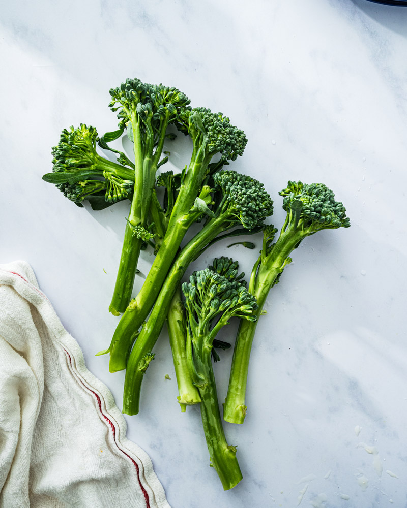 Step 1: Chop off the bottom of the broccolini.