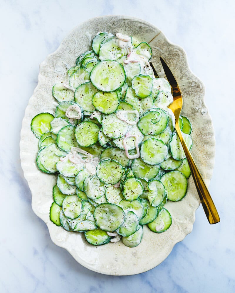 Cucumber salad with sour cream