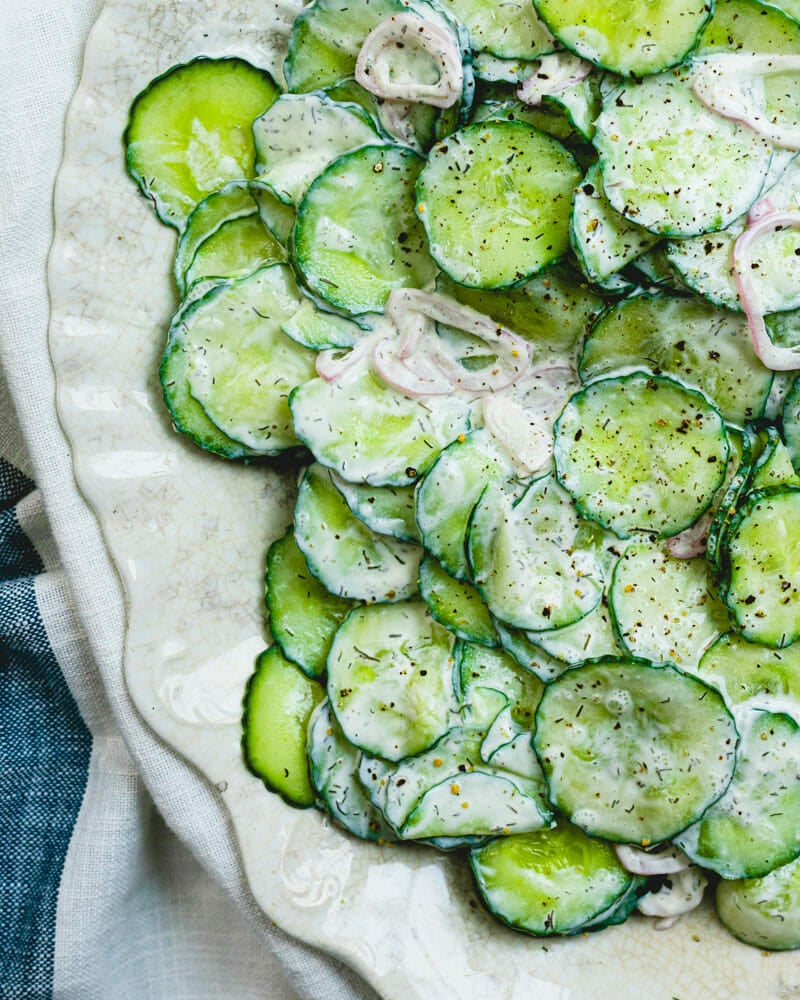 Cucumber salad with sour cream