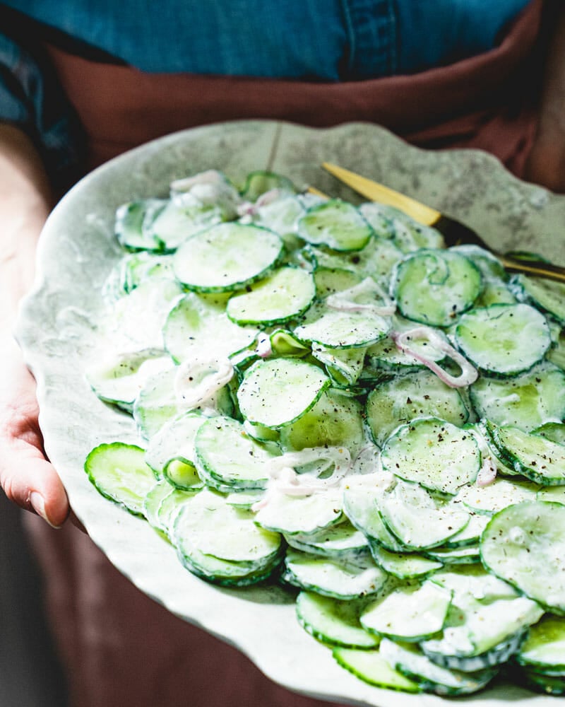 Cucumber salad with sour cream
