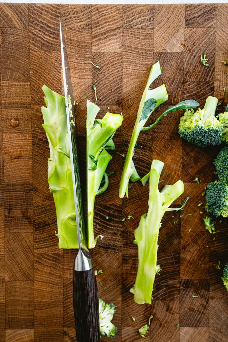 Cut the broccoli stalk