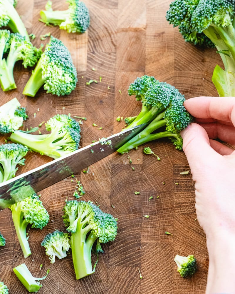 Step 1: Chop the broccoli into florets. 