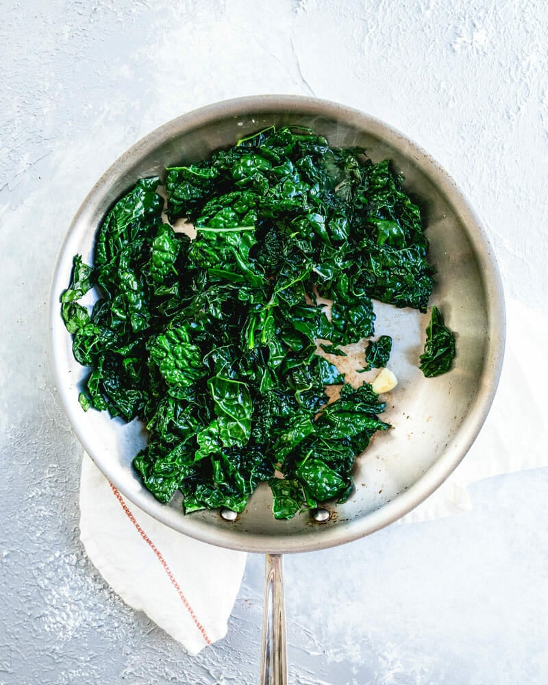 Sauteed kale in pan