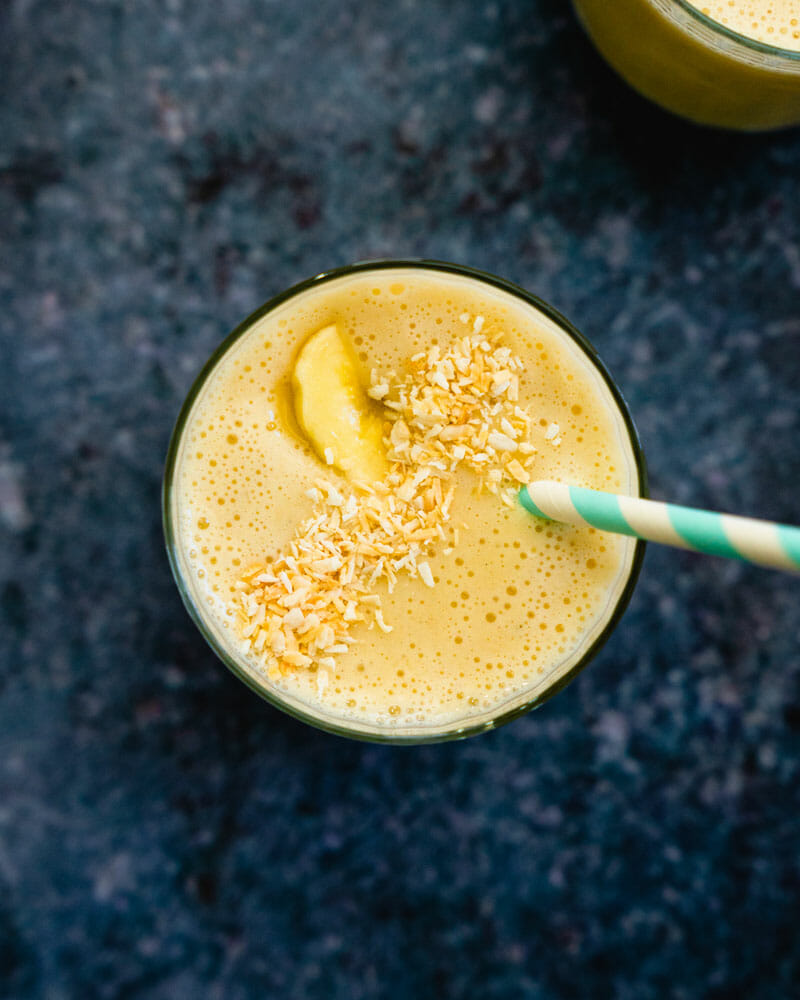 Banana smoothie with straw