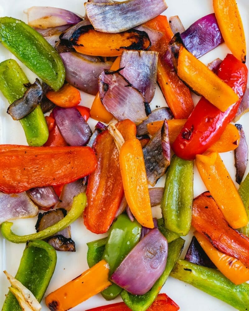 Grilled peppers and onion