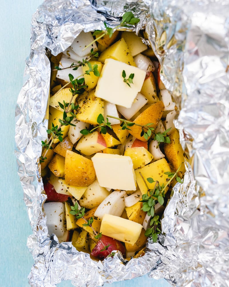 Grilled potatoes in foil